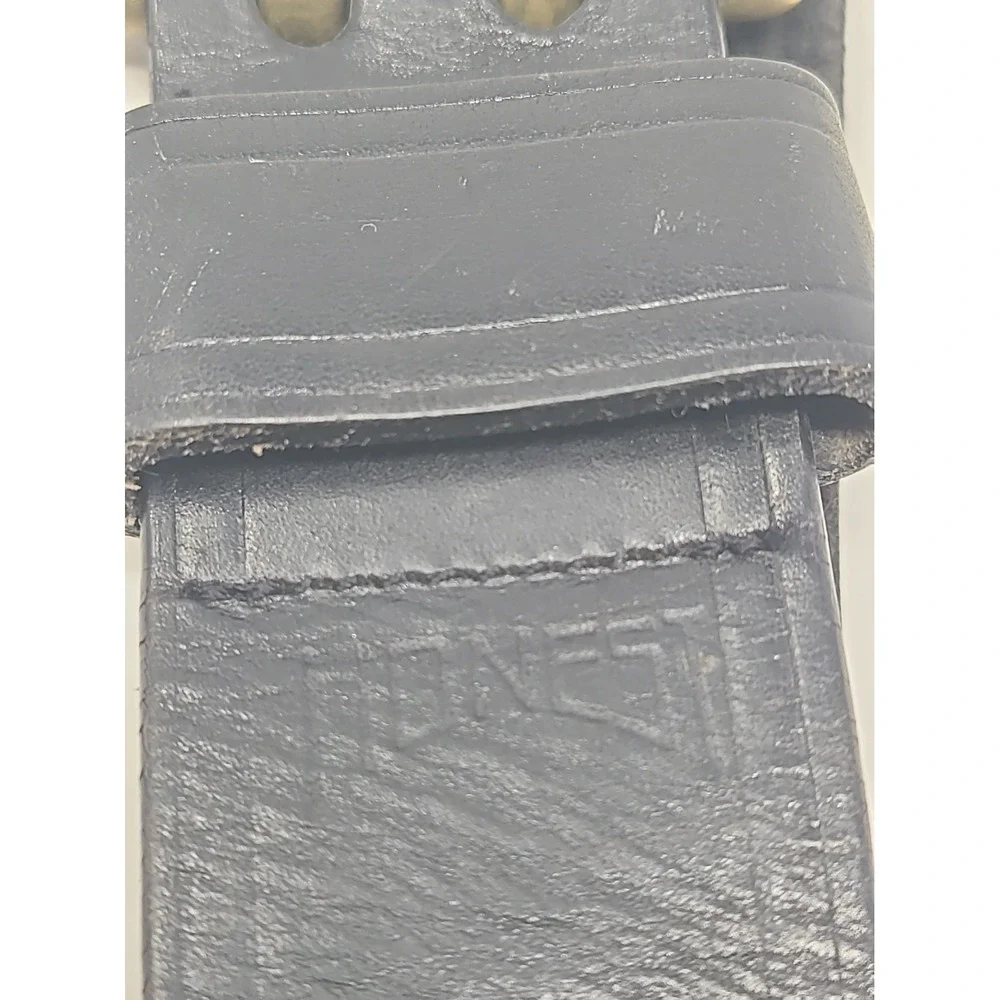 Vintage Honest Brand Leather Belt With Heavy Brass Double Prong Buckle